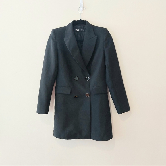 Zara Jackets & Blazers - Zara Long Double Breasted Blazer Black Women's Size S